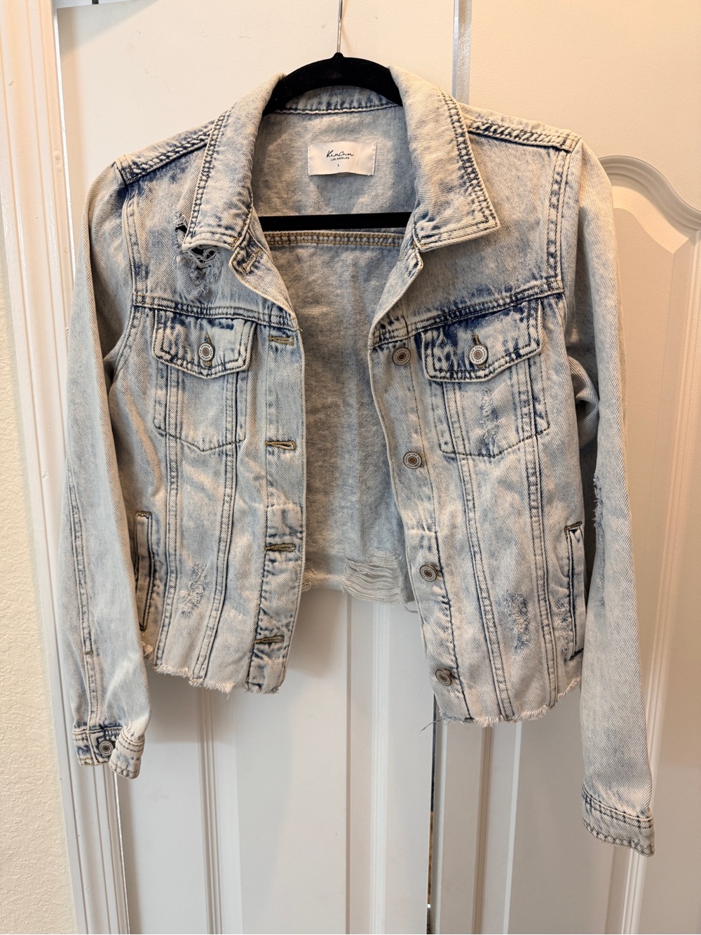 KanCan Light Wash Cropped Denim Jacket